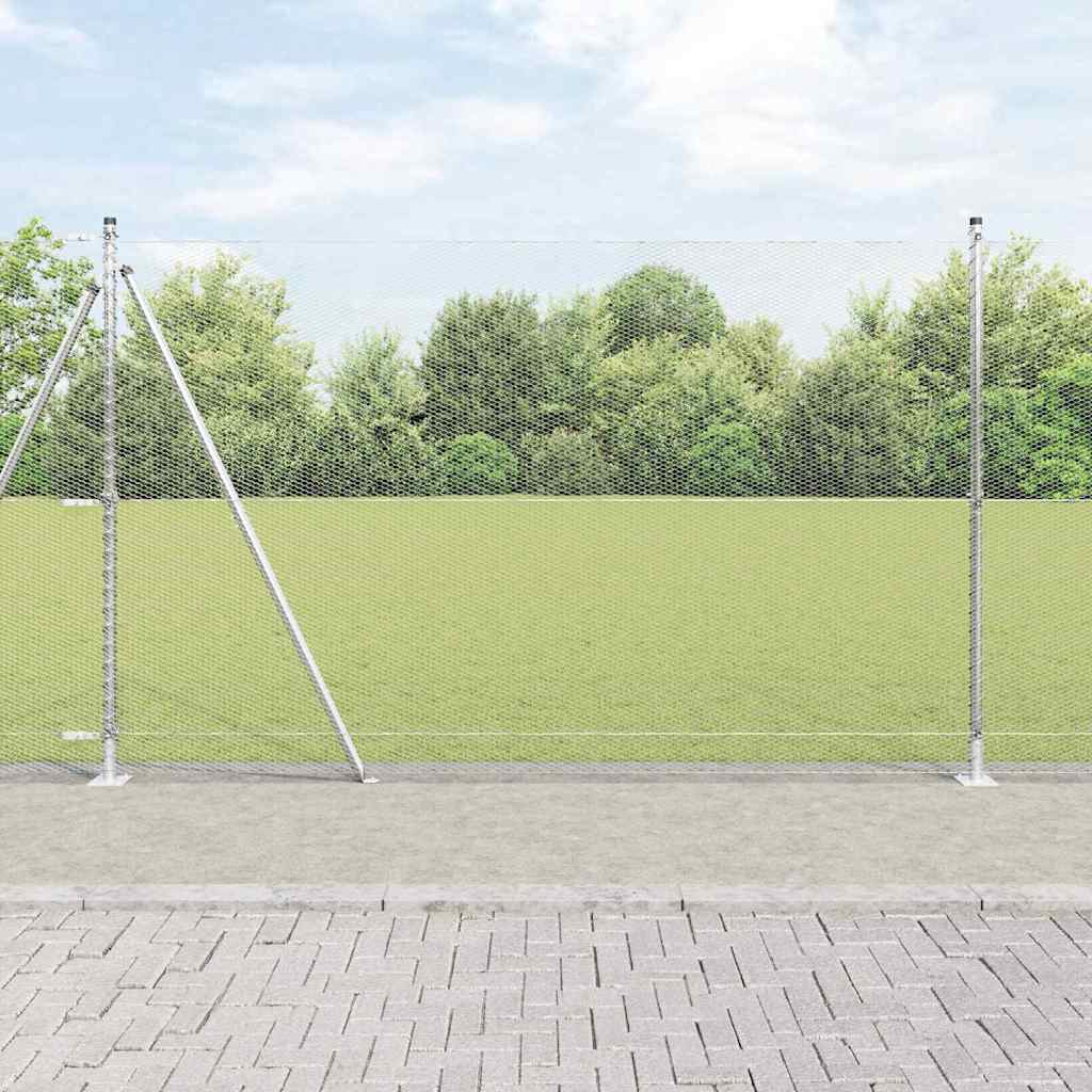 Fence with Posts Silver 1.6 x 50 m PVC-coated steel