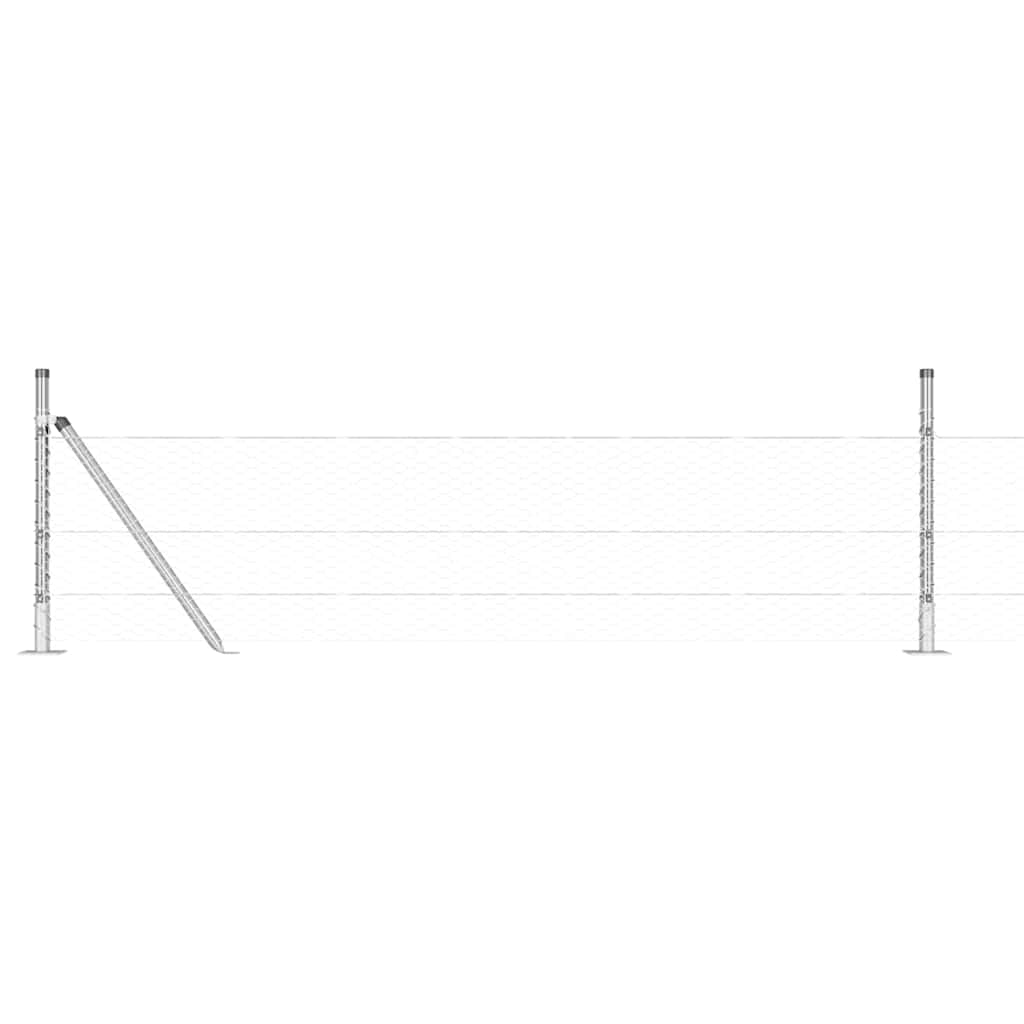 Fence with Posts Silver 0.4 x 100 m PVC-coated steel
