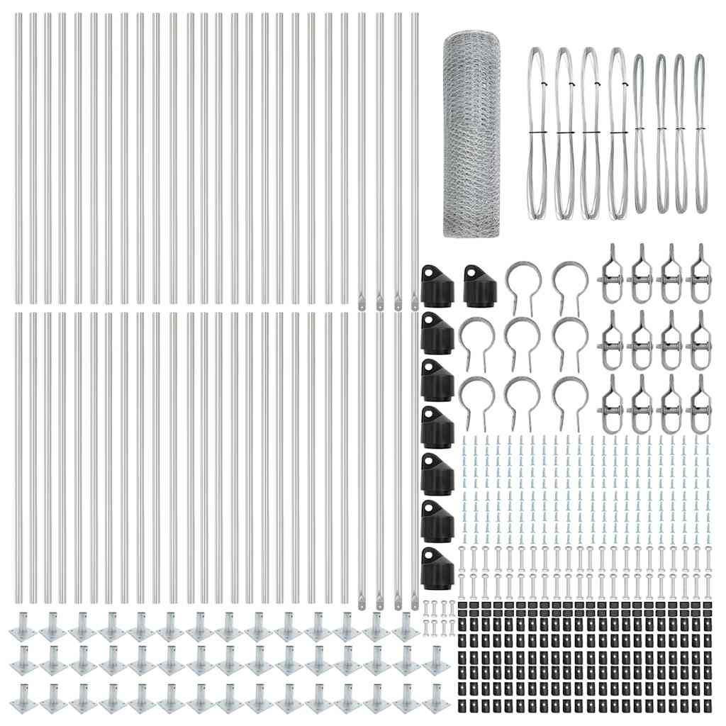 Fence with Posts Silver 0.4 x 100 m PVC-coated steel