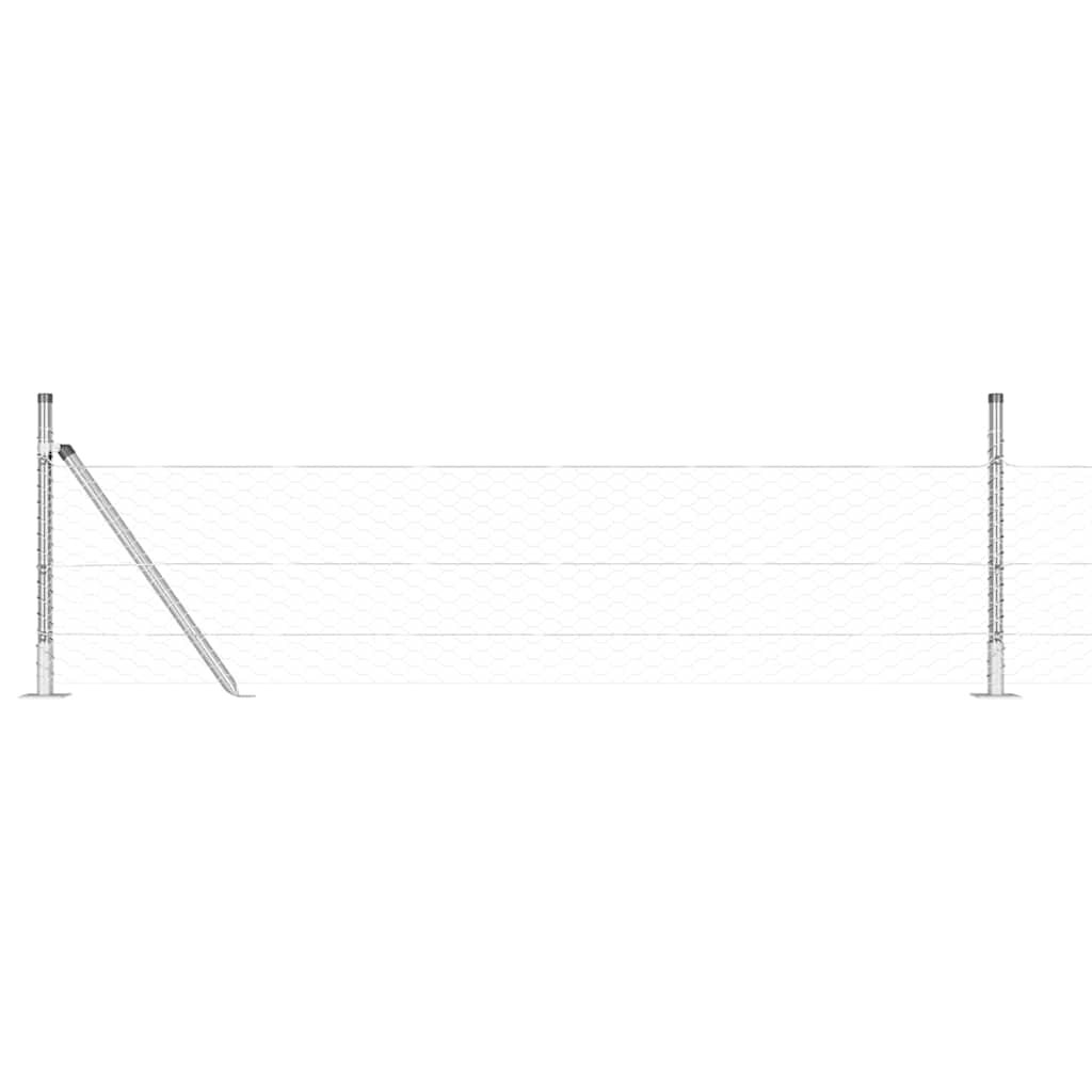 Fence with Posts Silver 0.4 x 100 m PVC-coated steel
