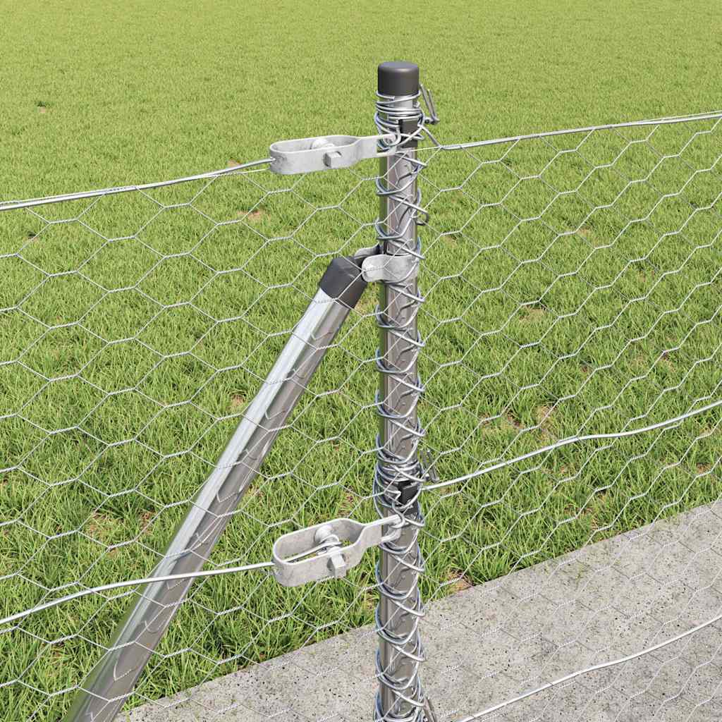 Fence with Posts Silver 0.6 x 100 m PVC-coated steel