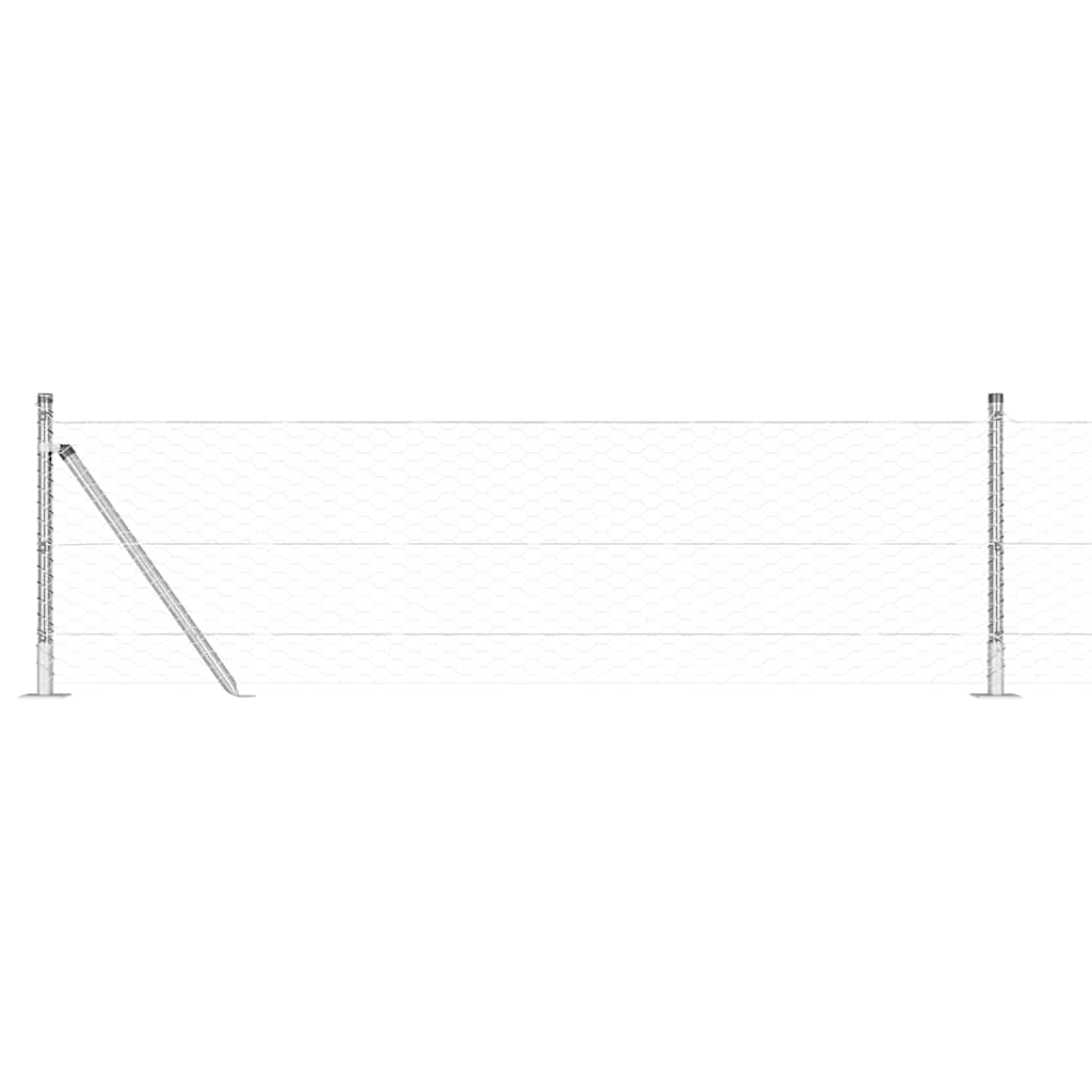 Fence with Posts Silver 0.6 x 100 m PVC-coated steel