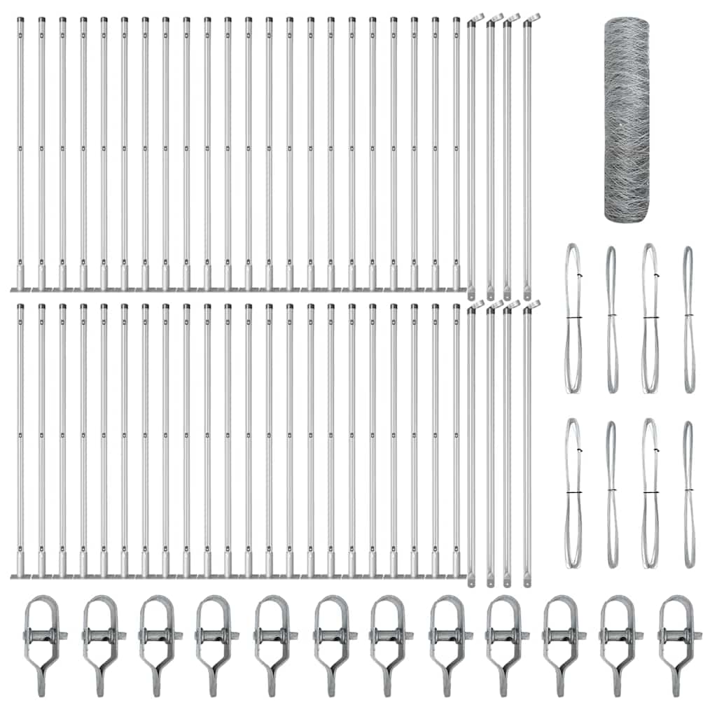 Fence with Posts Silver 0.6 x 100 m PVC-coated steel