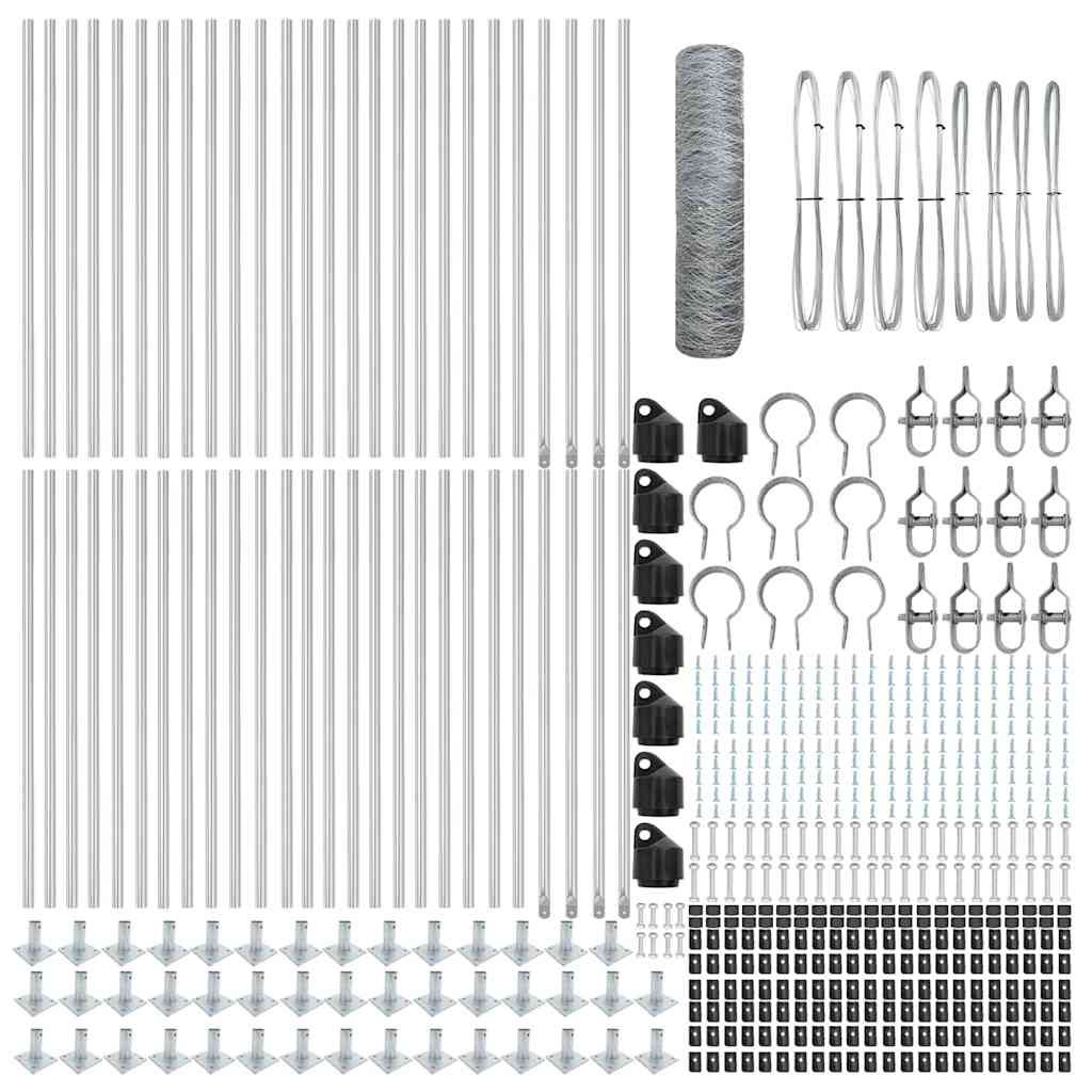 Fence with Posts Silver 0.6 x 100 m PVC-coated steel