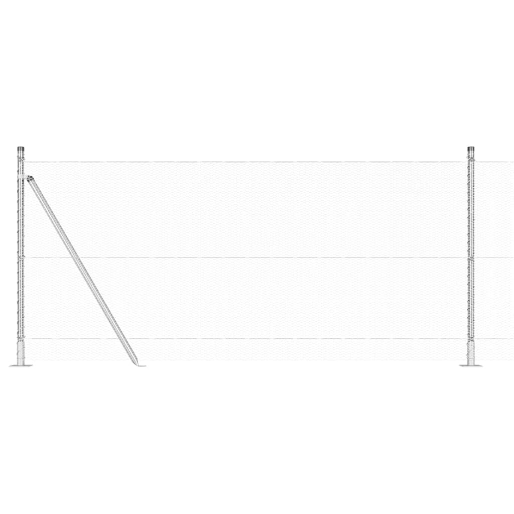 Fence with Posts Silver 0.8 x 100 m PVC-coated steel