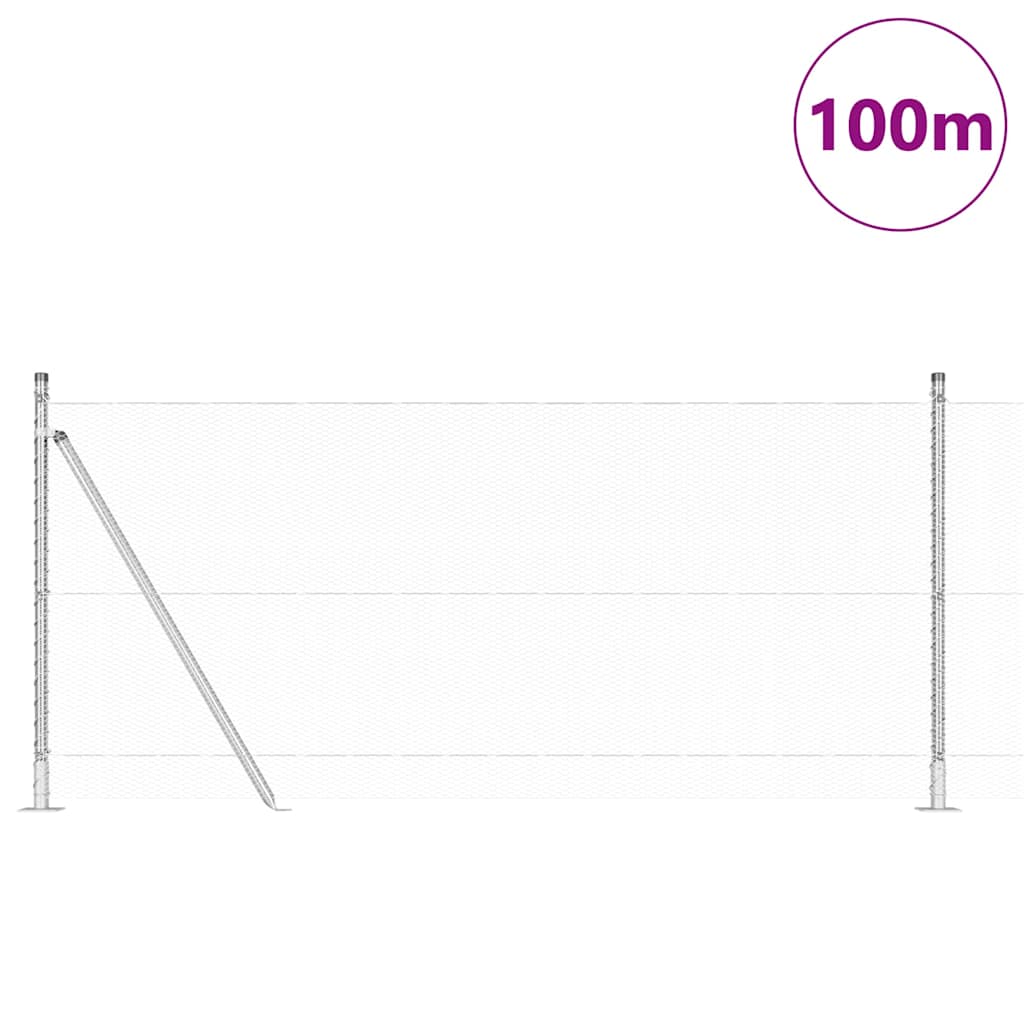 Fence with Posts Silver 0.8 x 100 m PVC-coated steel