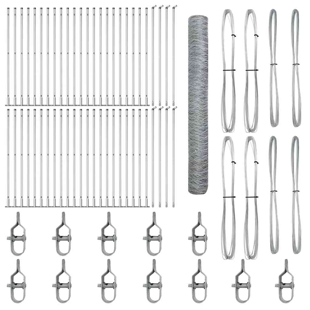 Fence with Posts Silver 1.2 x 100 m PVC-coated steel