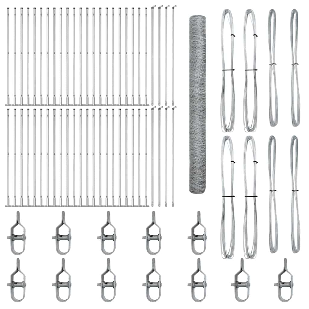 Fence with Posts Silver 1.4 x 100 m PVC-coated steel