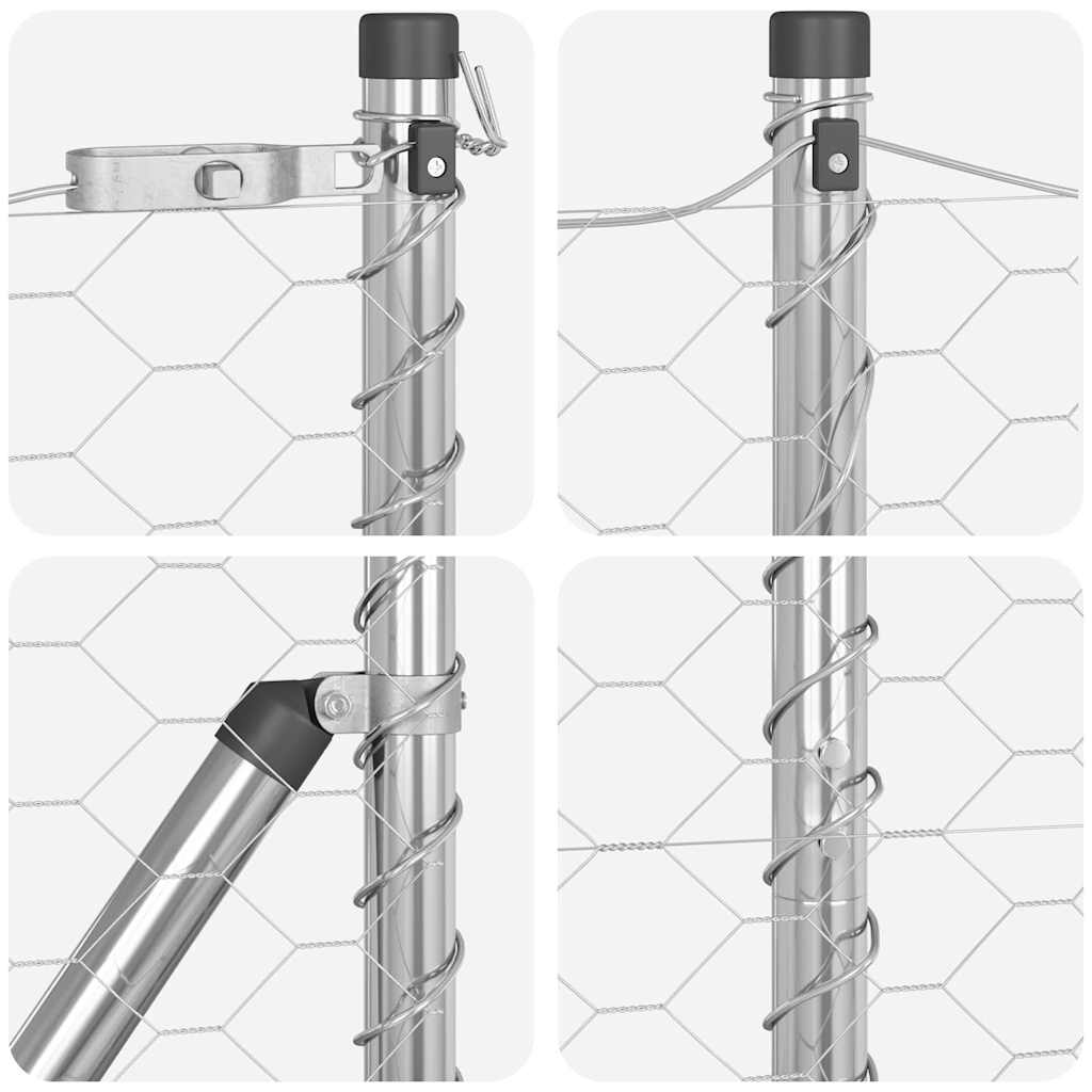 Fence with Posts Silver 1.4 x 100 m PVC-coated steel