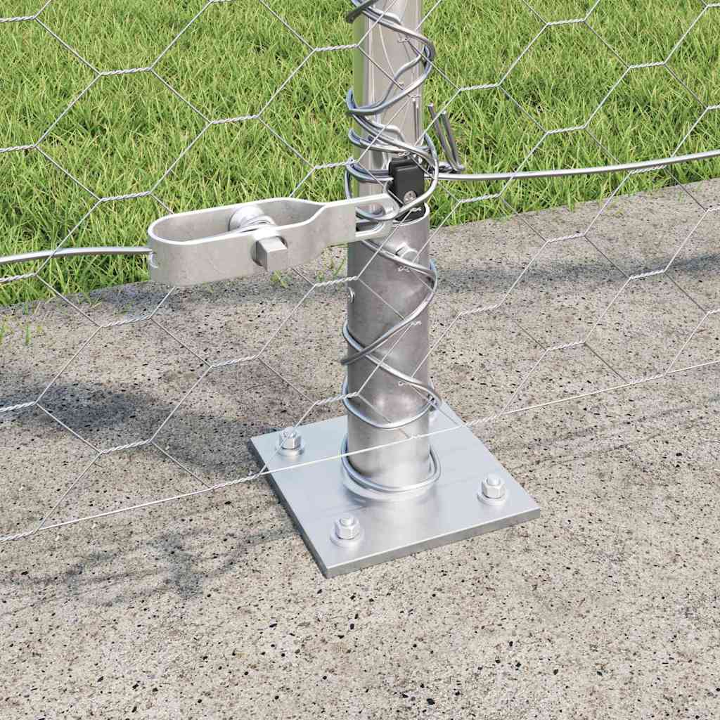 Fence with Posts Silver 1.4 x 100 m PVC-coated steel