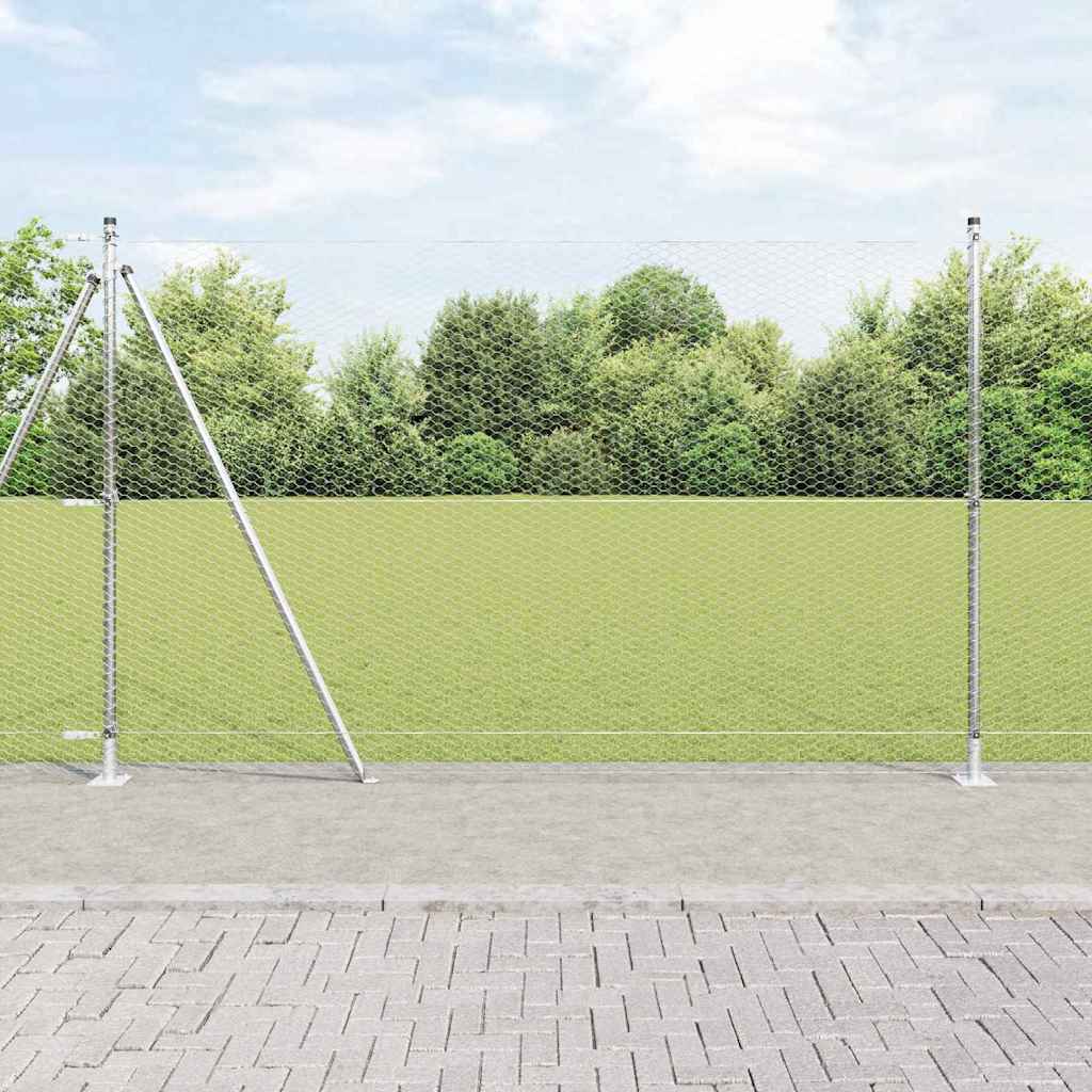 Fence with Posts Silver 1.6 x 100 m PVC-coated steel