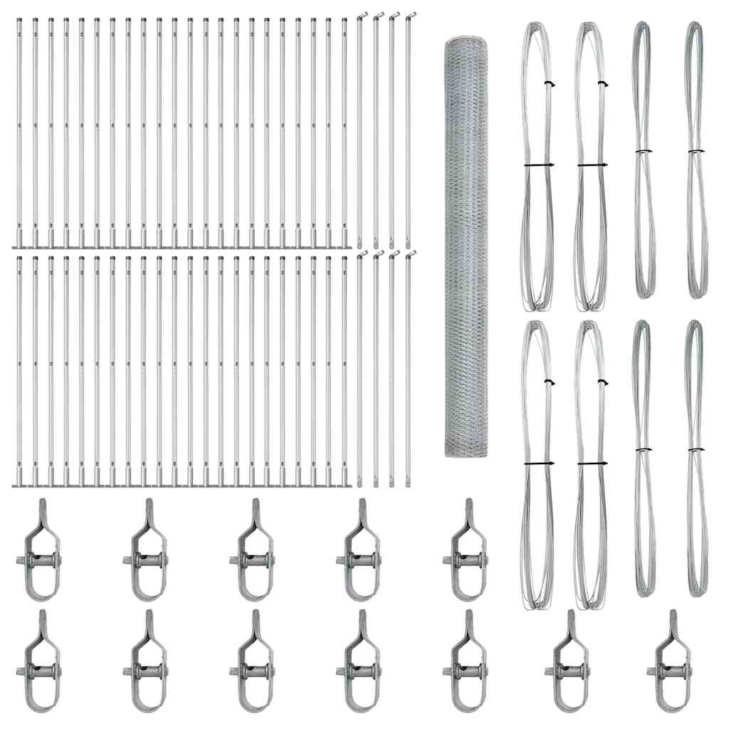 Fence with Posts Silver 1.6 x 100 m PVC-coated steel