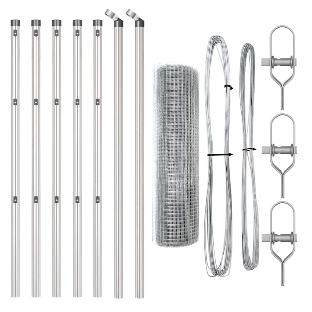 Fence with Posts Silver 0.8 x 10 m Steel