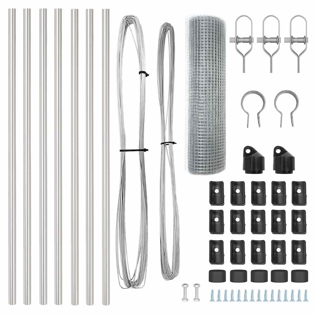 Fence with Posts Silver 0.8 x 10 m Steel