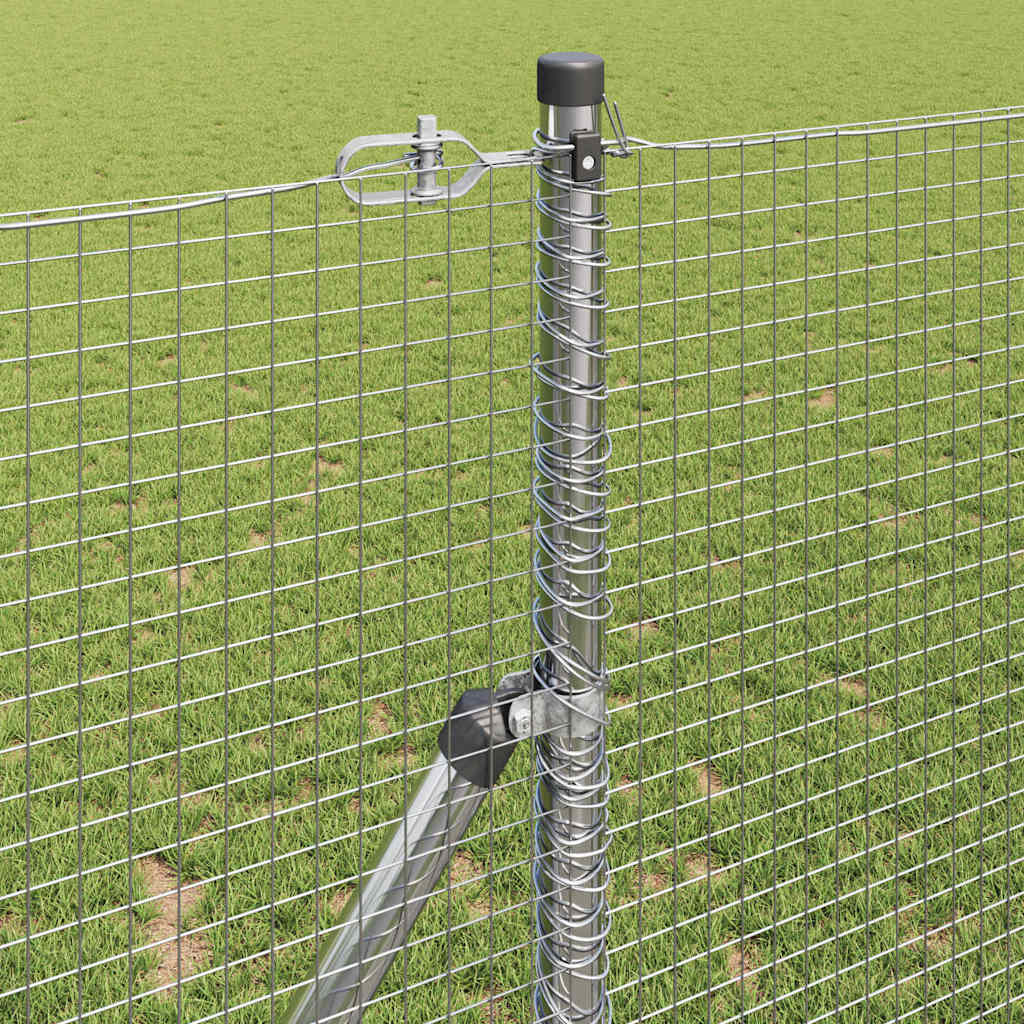 Fence with Posts Silver 1 x 10 m Steel