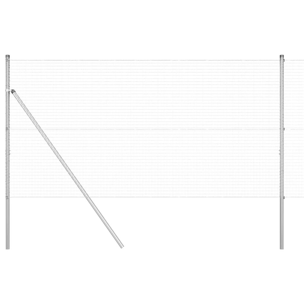 Fence with Posts Silver 1 x 10 m Steel