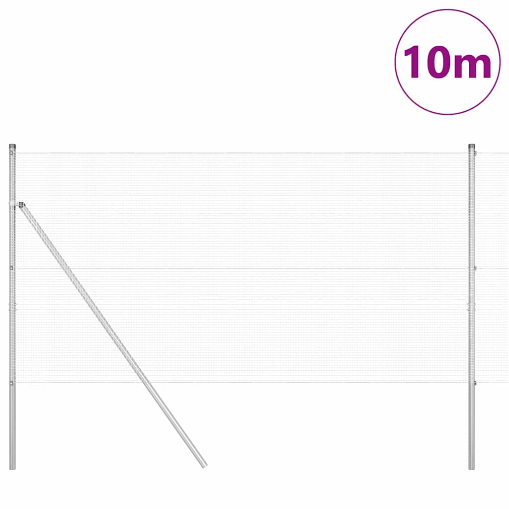Fence with Posts Silver 1.4 x 10 m Steel