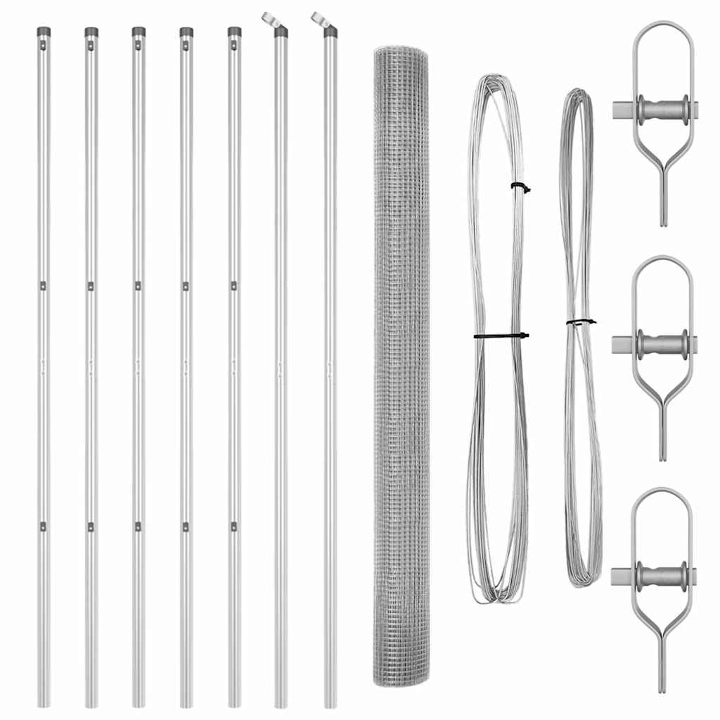 Fence with Posts Silver 1.5 x 10 m Steel