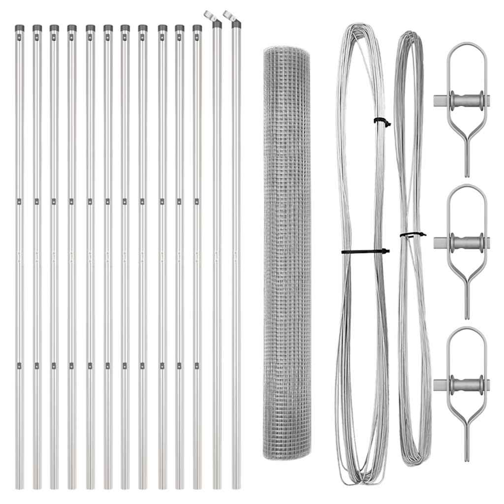 Fence with Posts Silver 1.4 x 25 m Steel