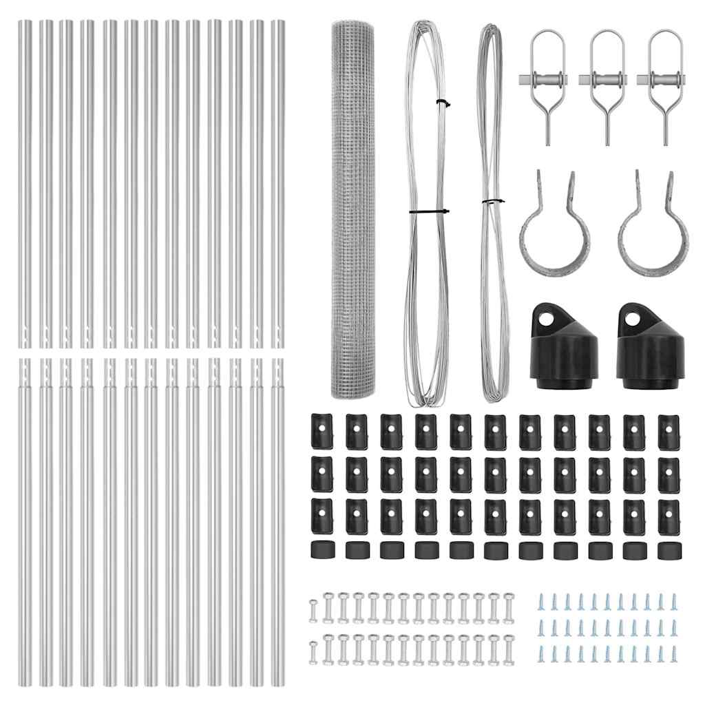 Fence with Posts Silver 1.4 x 25 m Steel