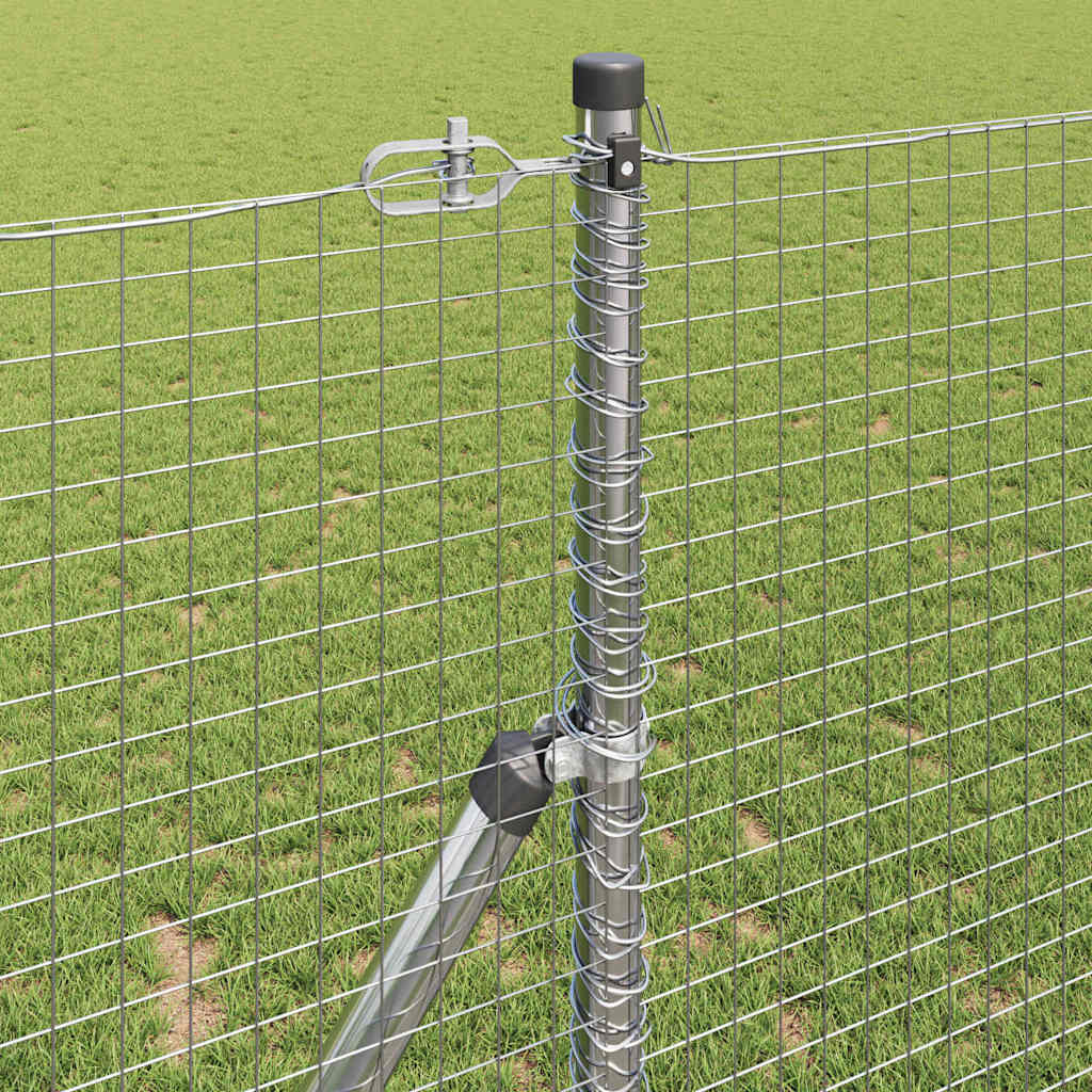 Fence with Posts Silver 1 x 50 m Steel