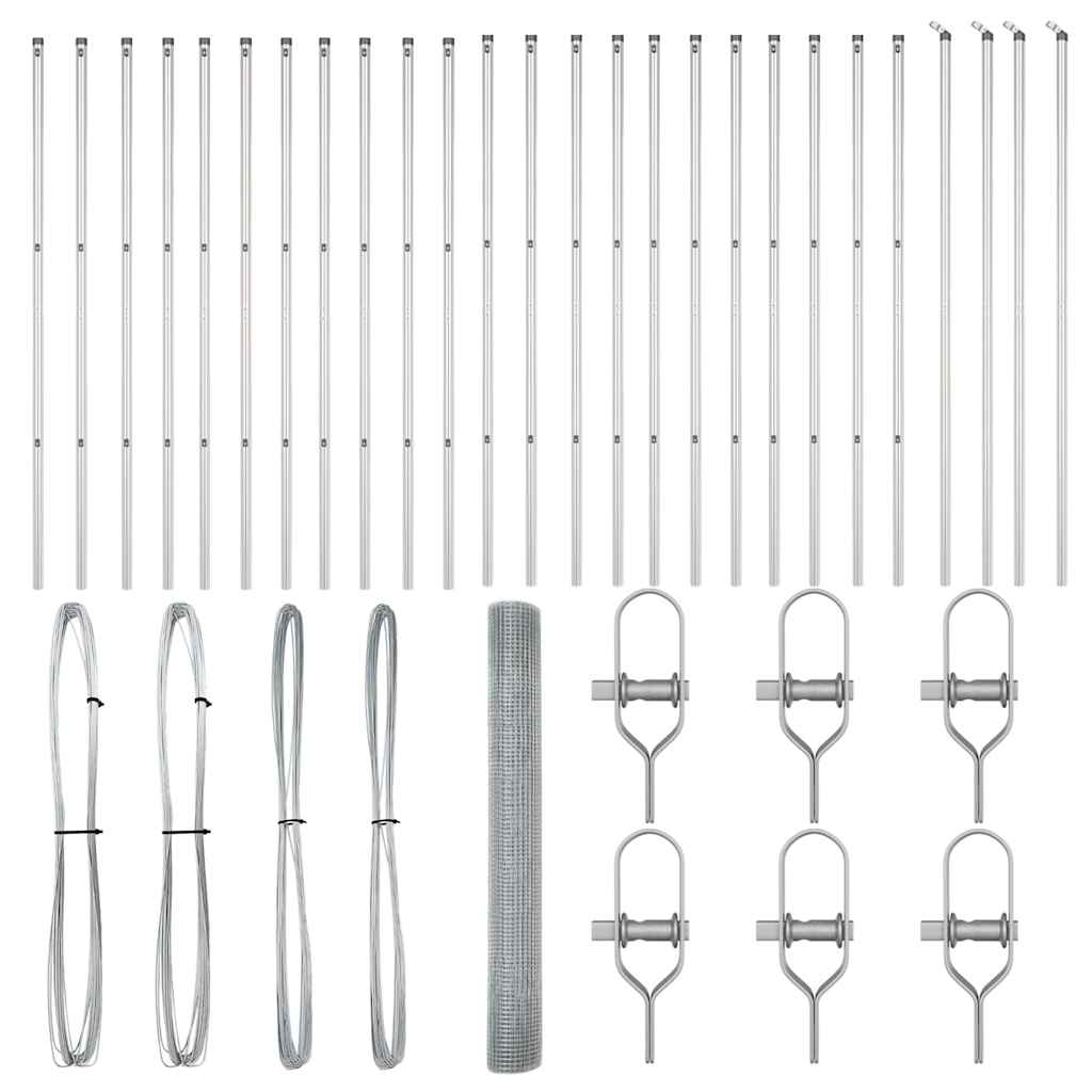 Fence with Posts Silver 1.2 x 50 m Steel