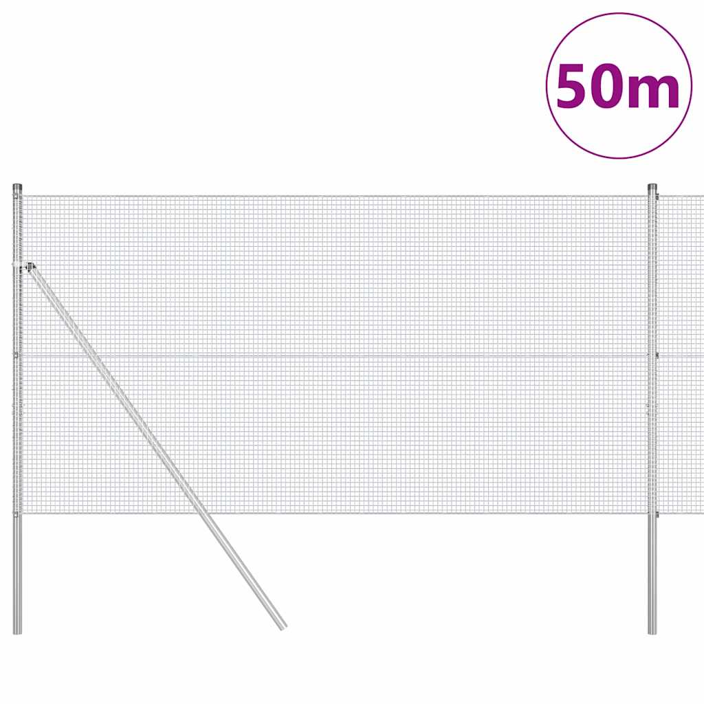 Fence with Posts Silver 1.4 x 50 m Steel