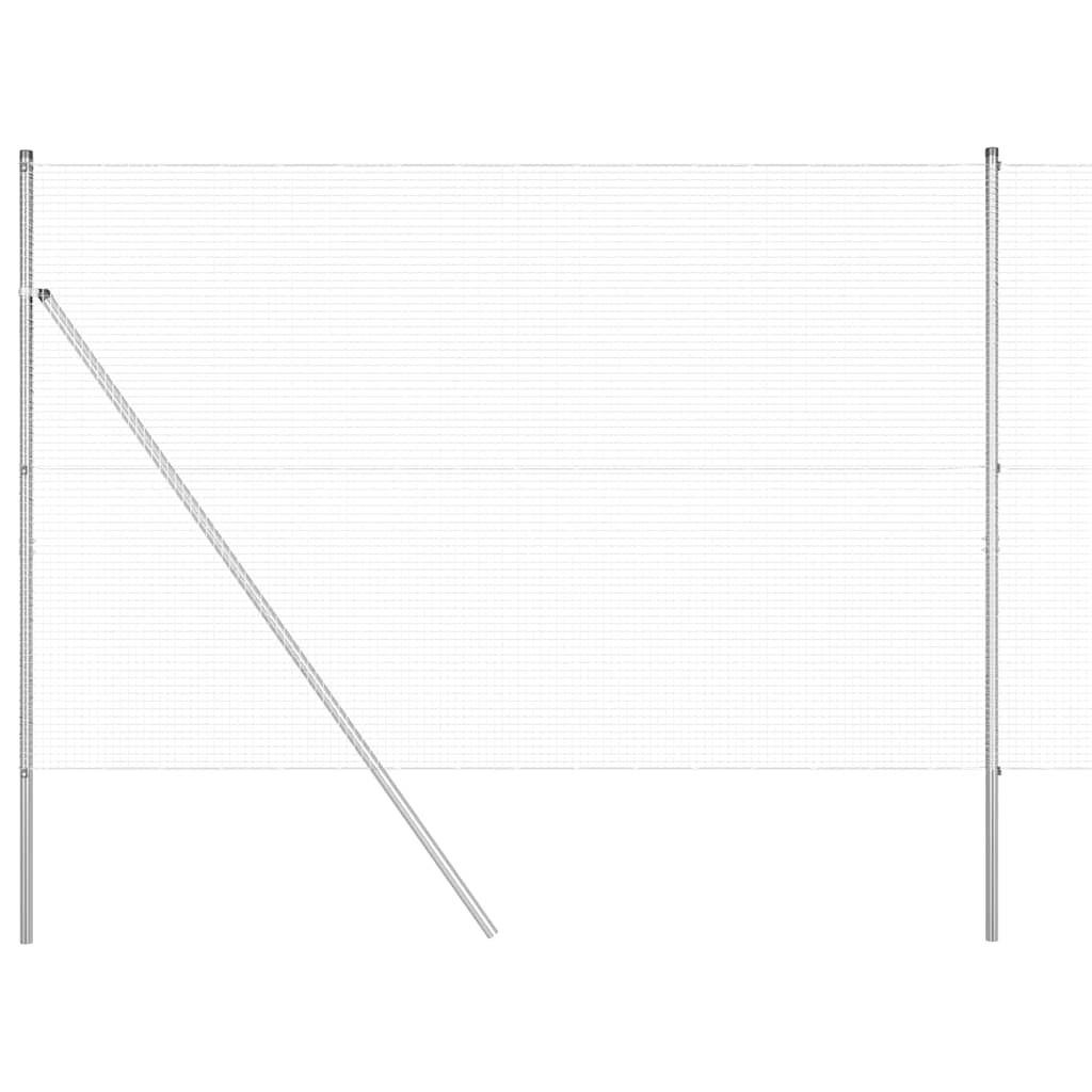 Fence with Posts Silver 1.5 x 50 m Steel