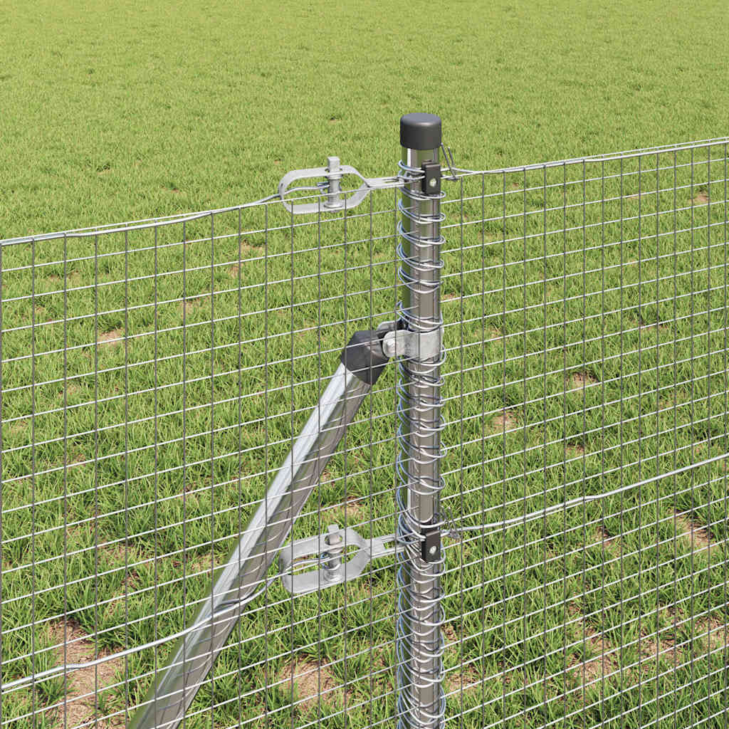 Fence with Posts Silver 0.4 x 100 m Steel