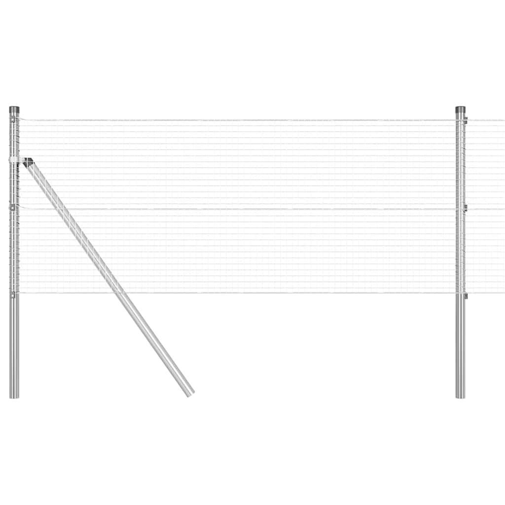 Fence with Posts Silver 0.4 x 100 m Steel