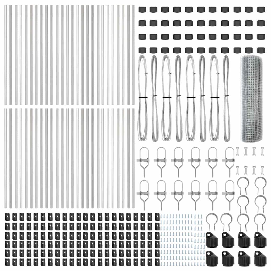 Fence with Posts Silver 0.4 x 100 m Steel