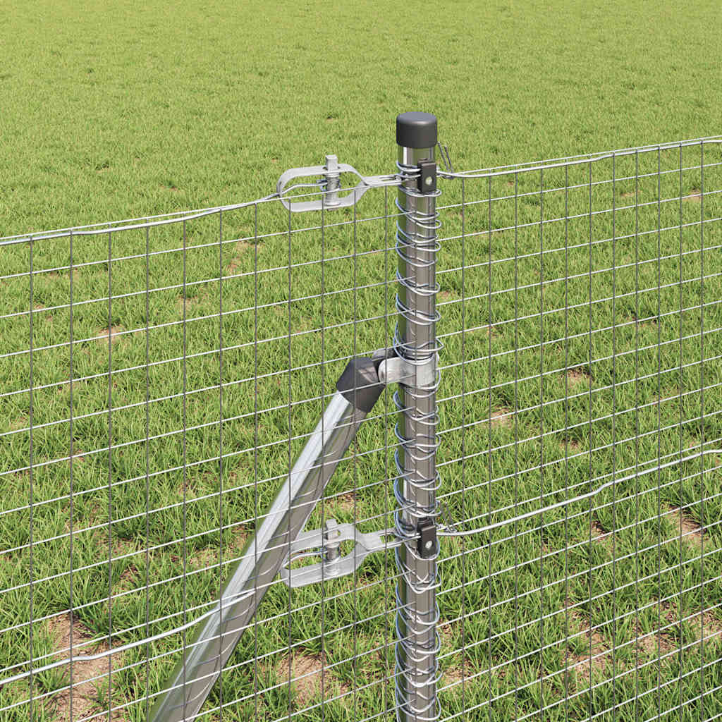 Fence with Posts Silver 0.5 x 100 m Steel