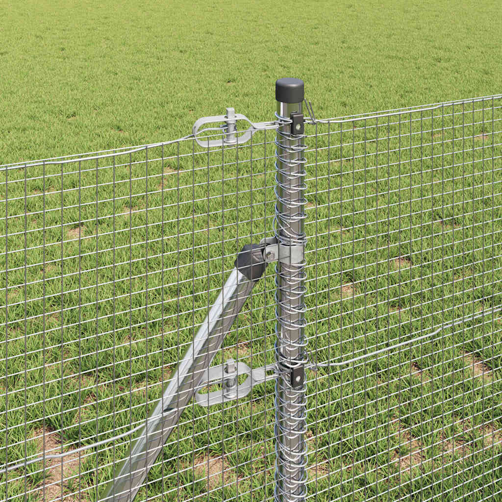 Fence with Posts Silver 0.8 x 100 m Steel