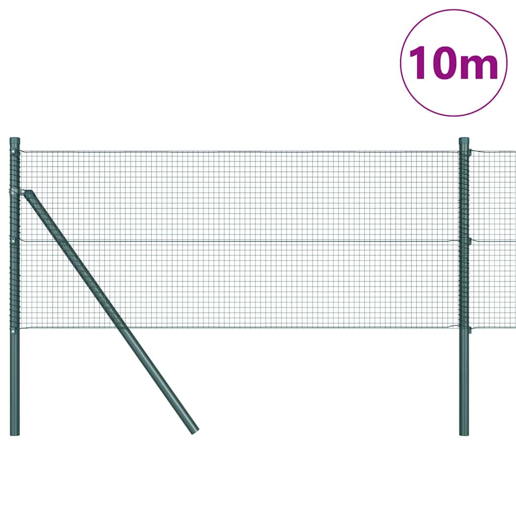 Fence with Posts Green 0.4 x 10 m Steel