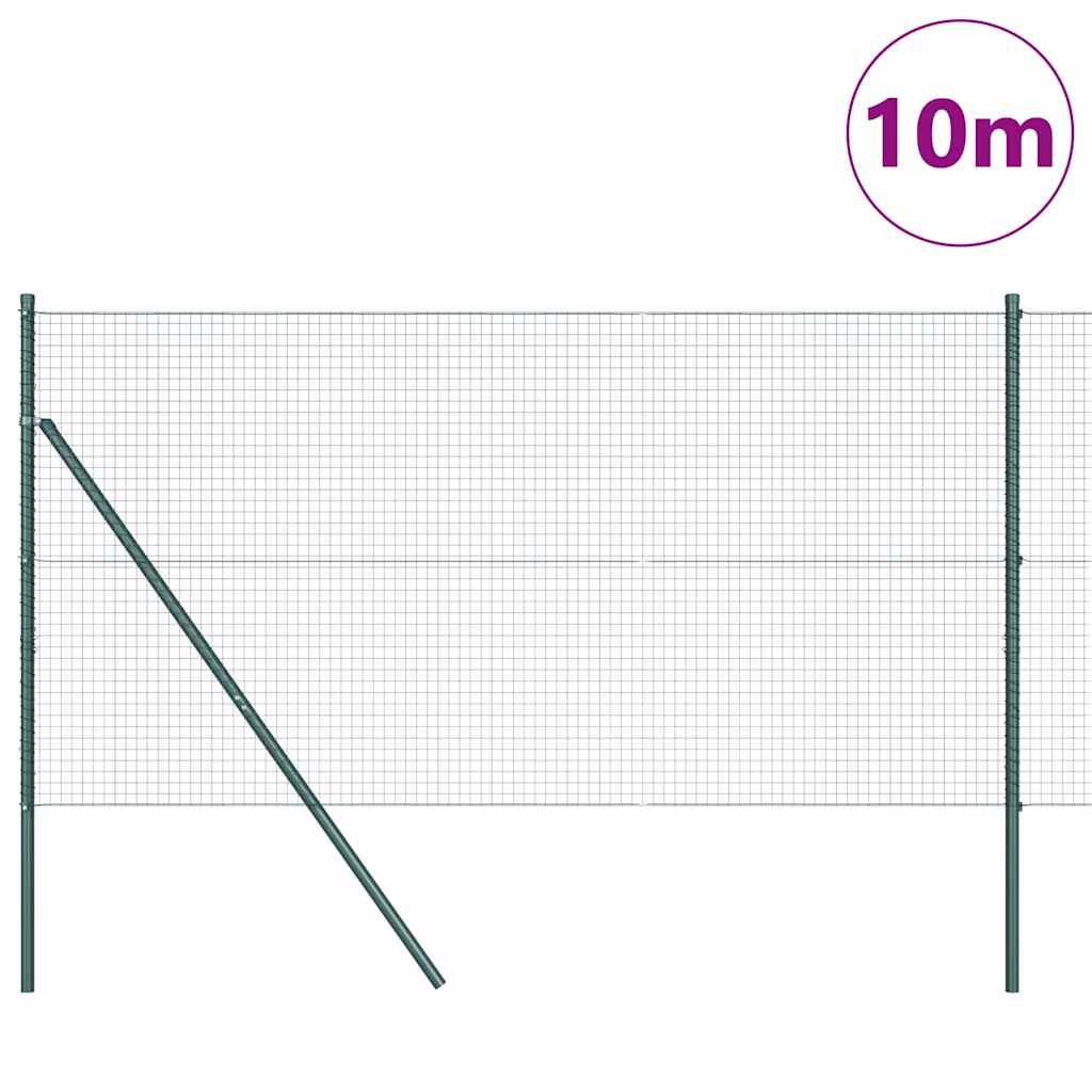 Fence with Posts Green 1.4 x 10 m Steel