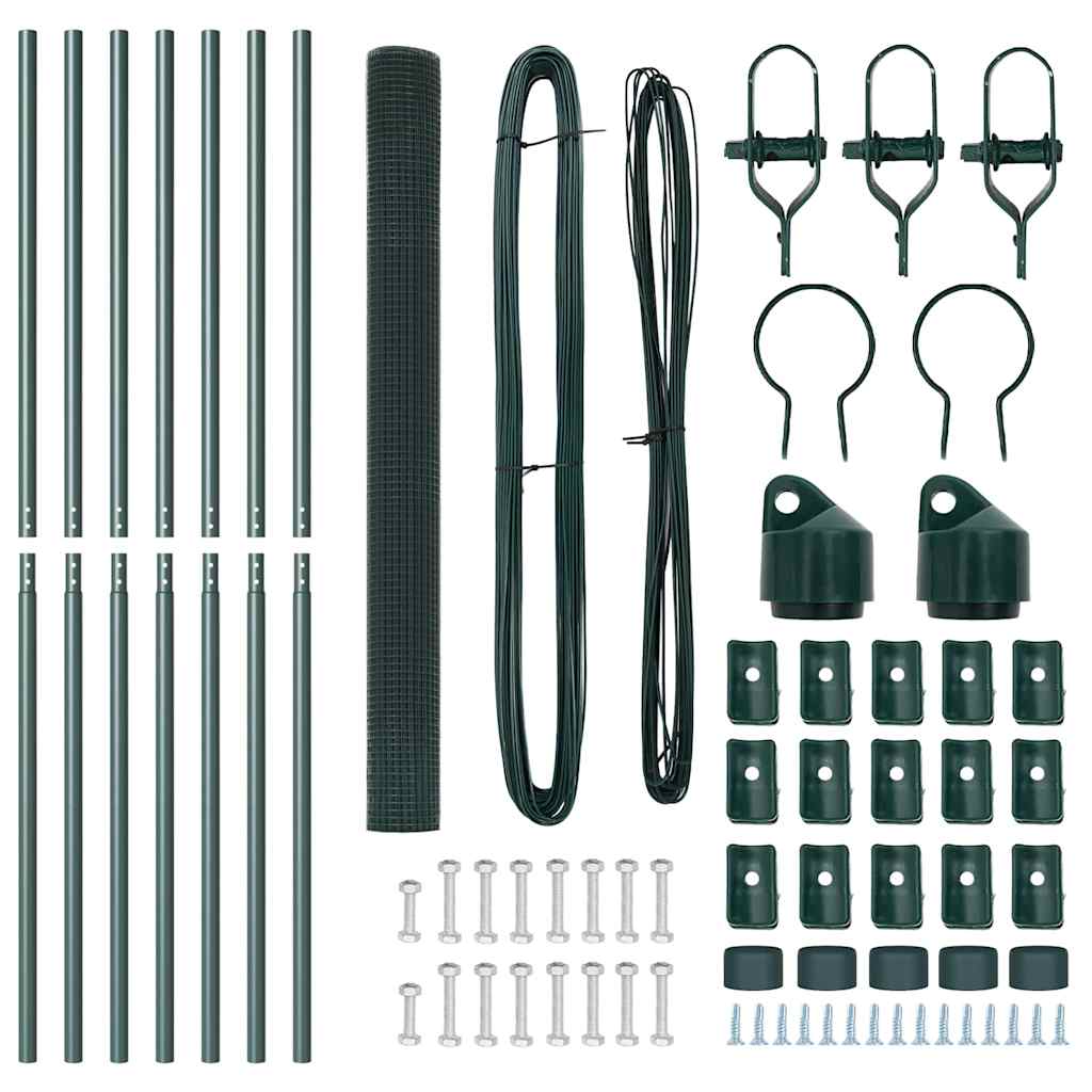Fence with Posts Green 1.6 x 10 m Steel