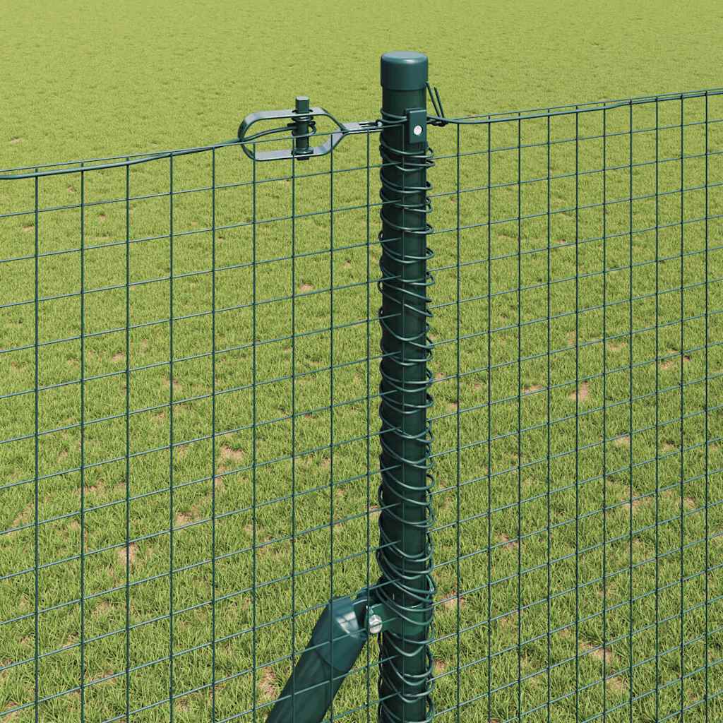 Fence with Posts Green 1.6 x 10 m Steel