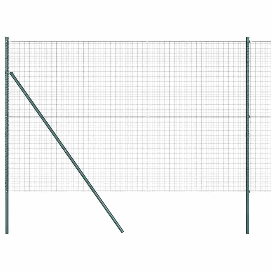 Fence with Posts Green 1.6 x 10 m Steel
