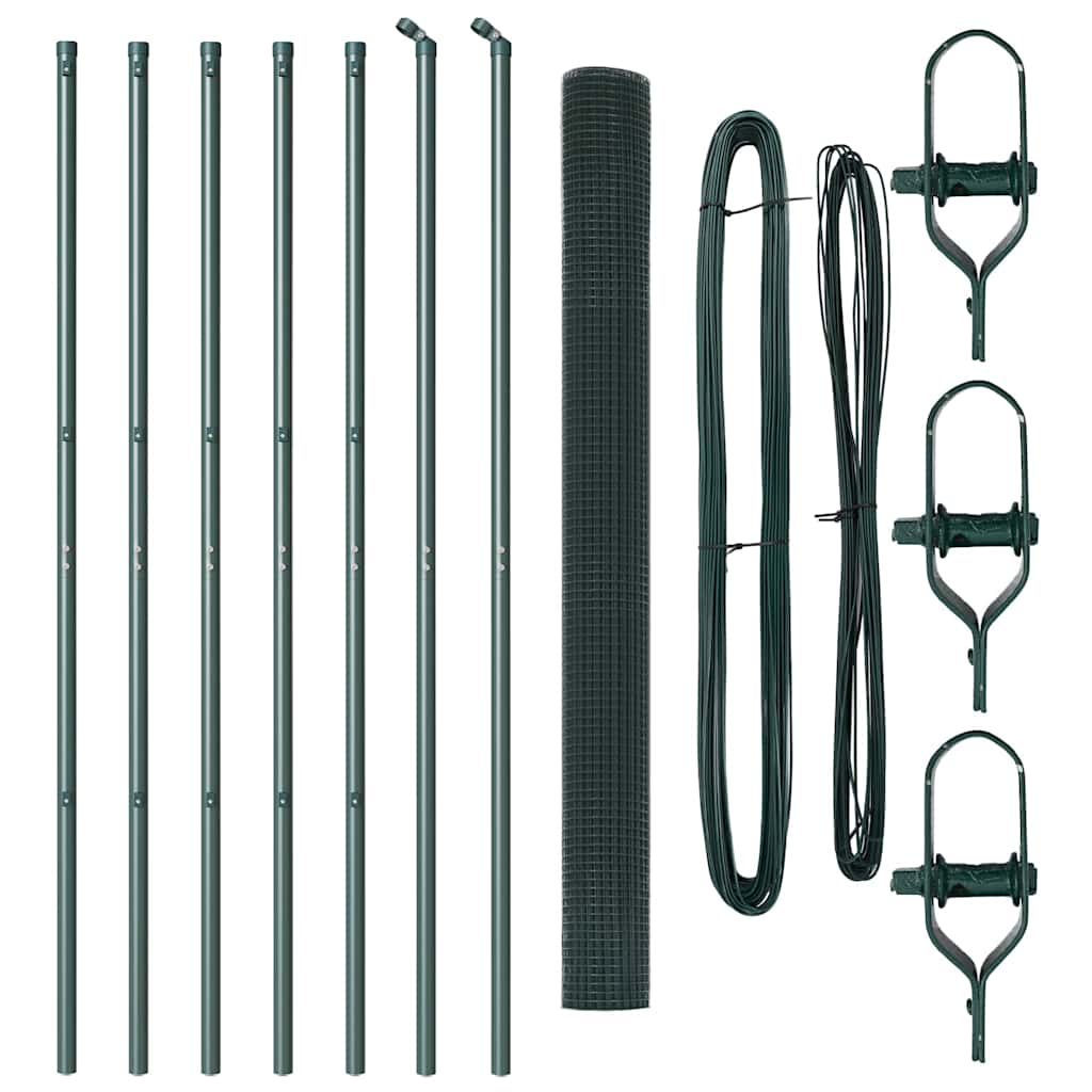 Fence with Posts Green 1.6 x 10 m Steel