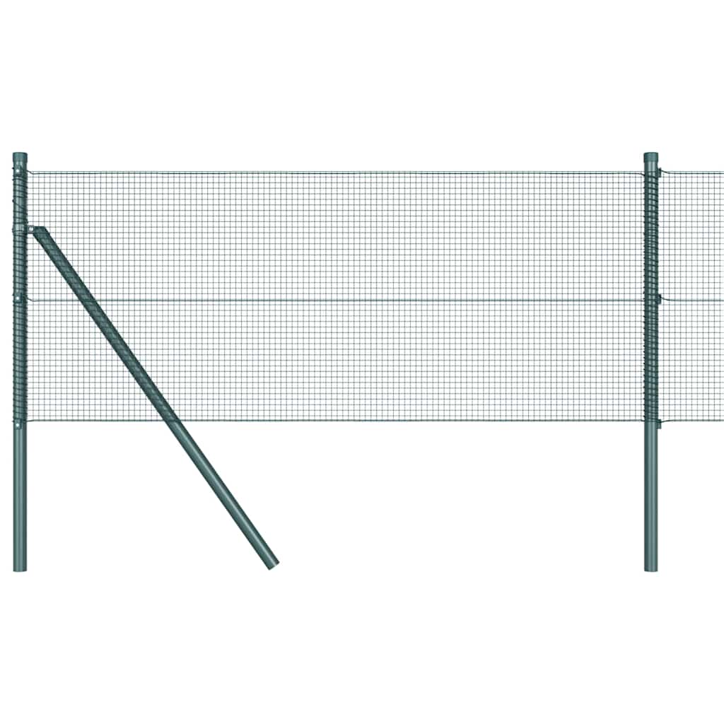 Fence with Posts Green 0.5 x 25 m Steel