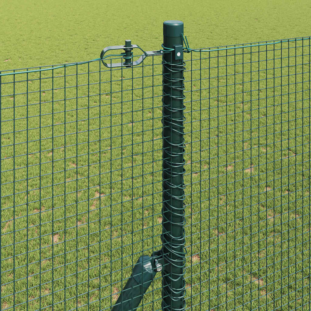 Fence with Posts Green 1.6 x 25 m Steel