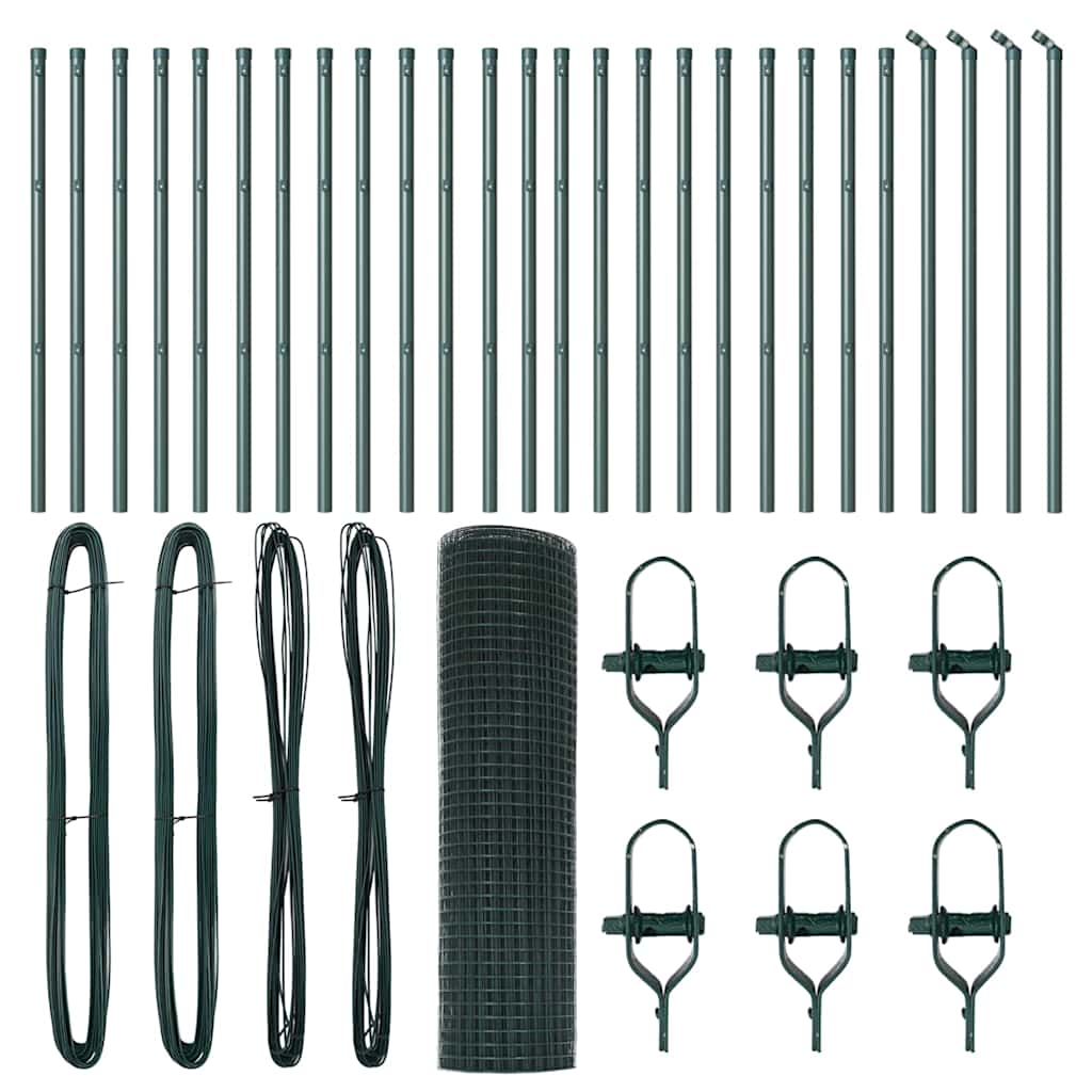 Fence with Posts Green 0.5 x 50 m Steel