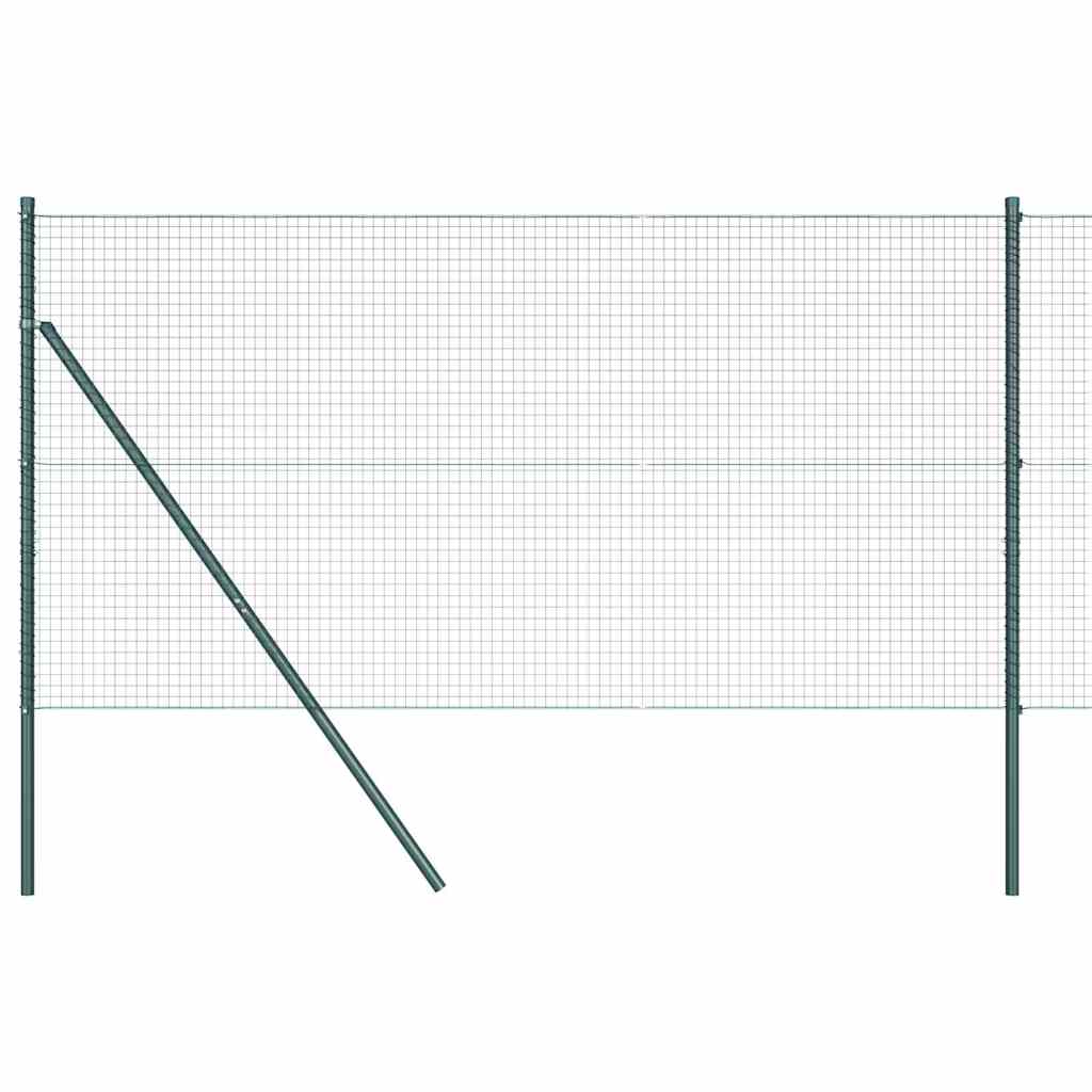 Fence with Posts Green 1 x 50 m Steel