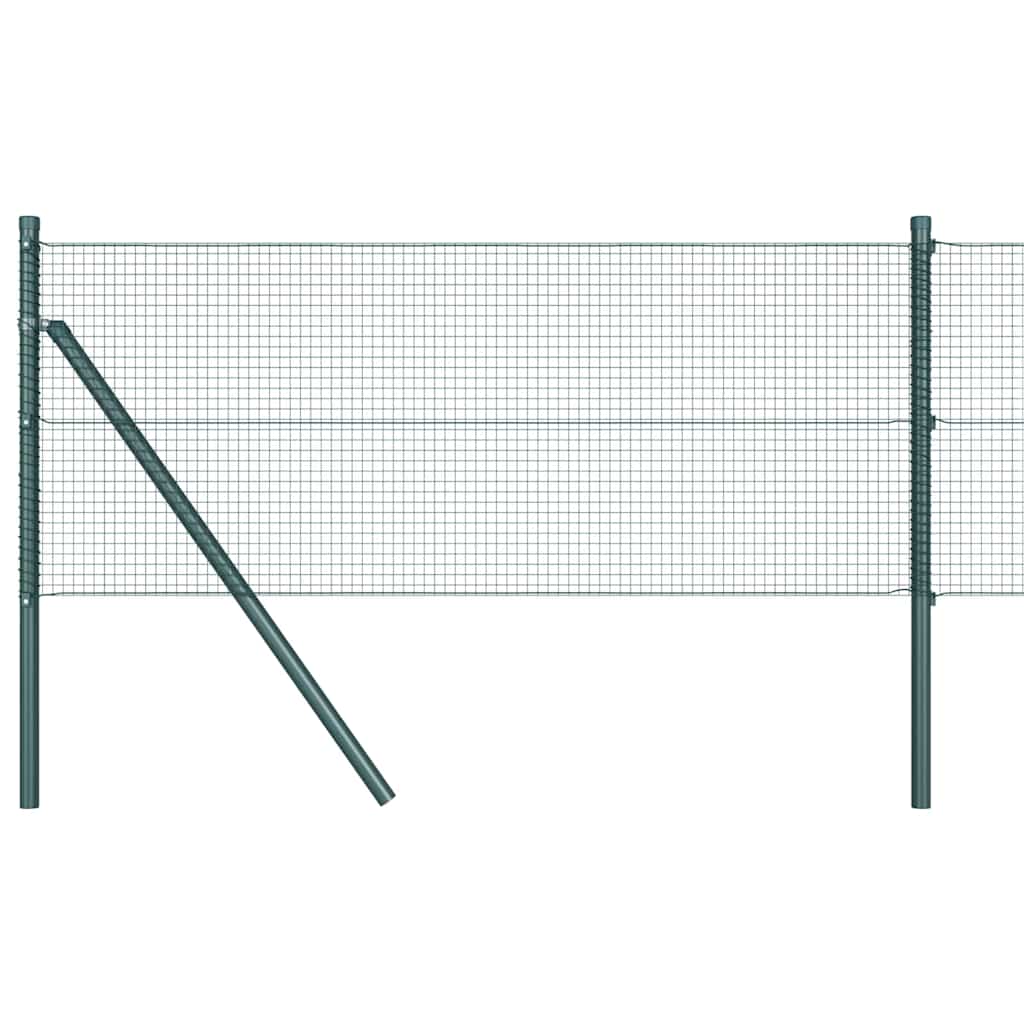Fence with Posts Green 0.5 x 100 m Steel
