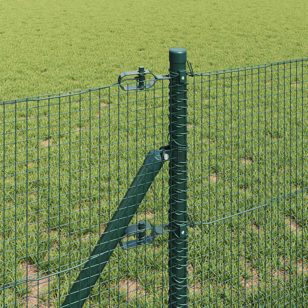 Fence with Posts Green 0.6 x 100 m Steel