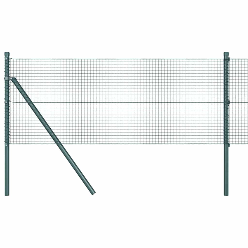 Fence with Posts Green 0.6 x 100 m Steel