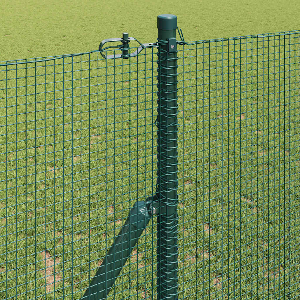 Fence with Posts Green 1 x 100 m Steel