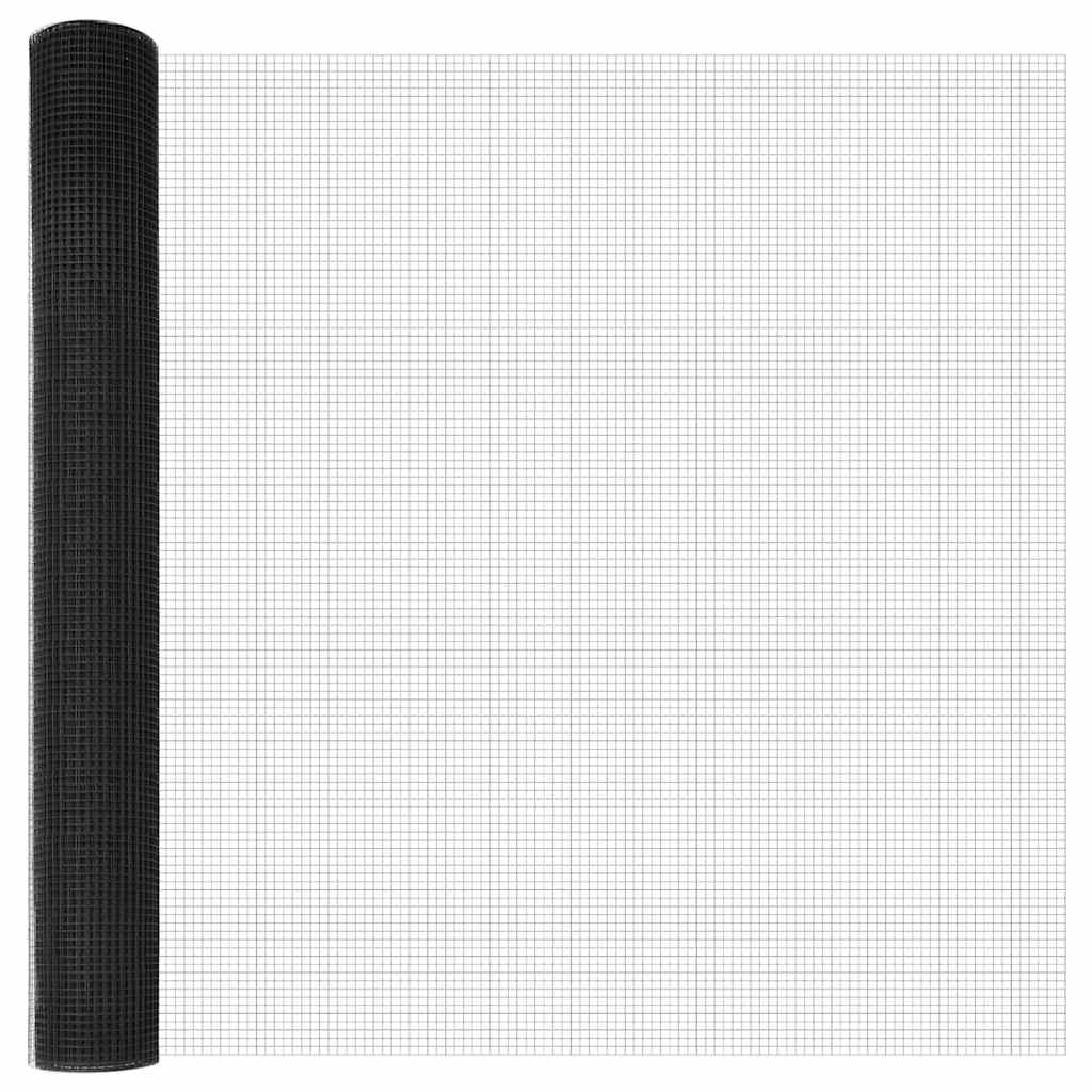 Fence with Posts Grey 1.2 x 25 m Steel
