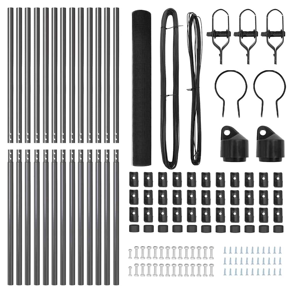 Fence with Posts Grey 1.2 x 25 m Steel