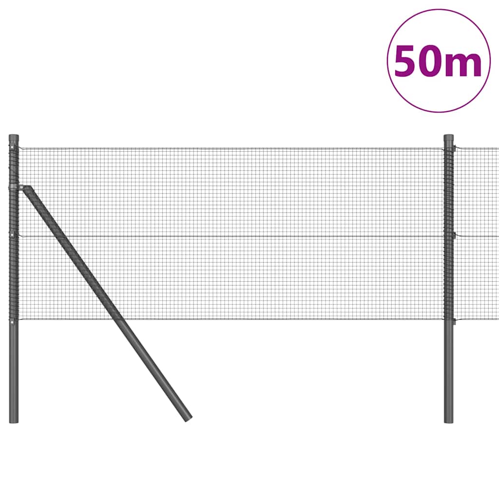 Fence with Posts Grey 0.4 x 50 m Steel